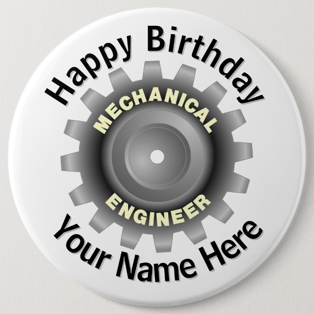 Badge Rond 15,2 Cm Engin mécanique Gray (Devant)