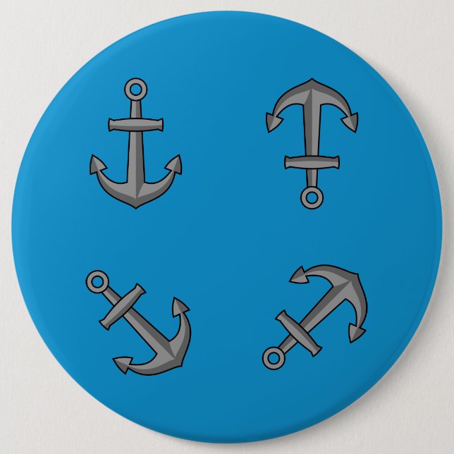 Badge Rond 15,2 Cm Ensemble d'Ancres pour bateaux à cartons (Devant)