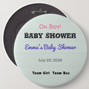 Badge Rond 15,2 Cm Épingle de Baby Shower Équipe Fille Équipe Gar
