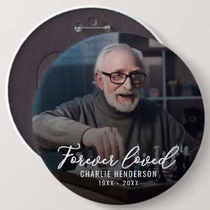 Badge Rond 15,2 Cm Épingle de bouton de photo en hommage "Aimé pour t