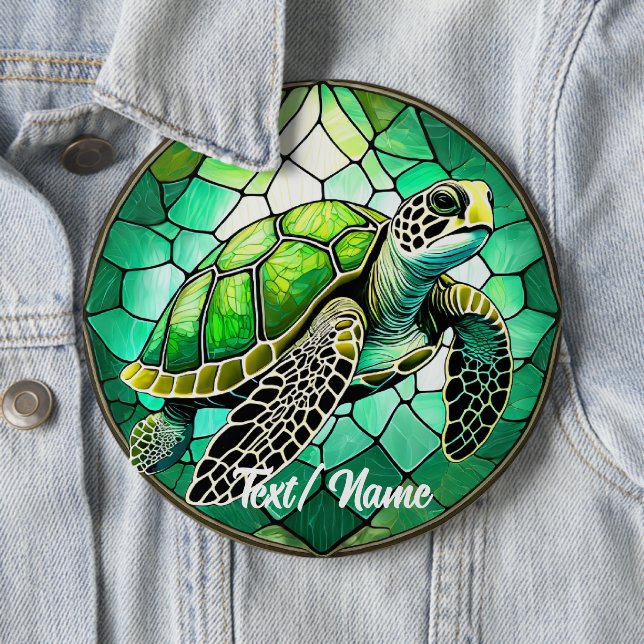 Badge Rond 15,2 Cm Épingle de conception en verre de tortue verte (En situation)