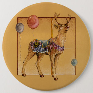 Badge Rond 15,2 Cm Épingles, boutons - Rennes de carrousel ou Elk