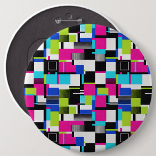 Badge Rond 15,2 Cm Épinglette en émail néon d'art glitch cyberpunk