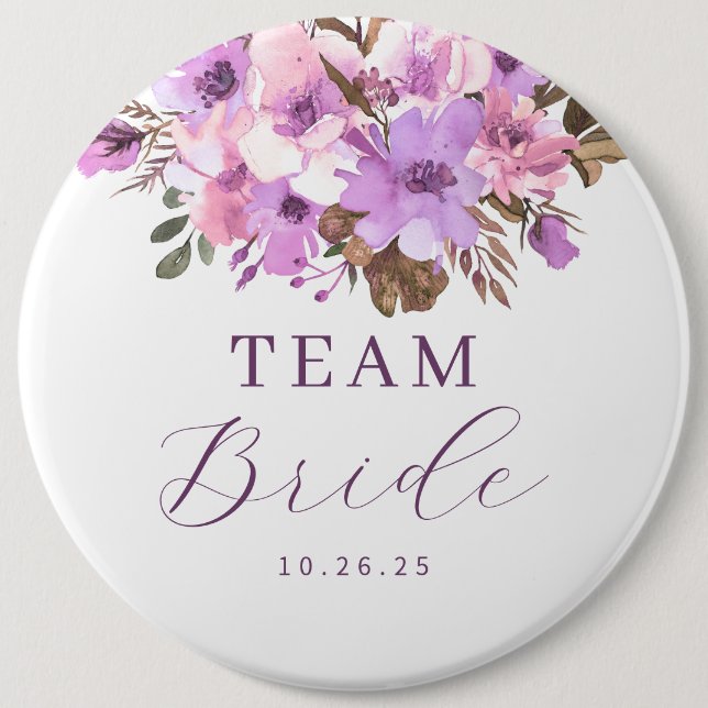 Badge Rond 15,2 Cm Équipe florale de la mariée (Devant)