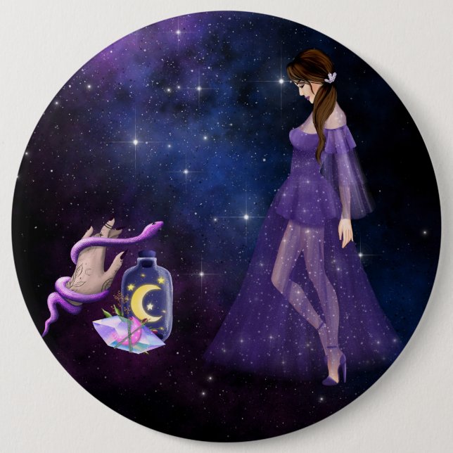 Badge Rond 15,2 Cm Esoteric Witchcraft Magick Purple Cadeau Pour Sorc (Devant)