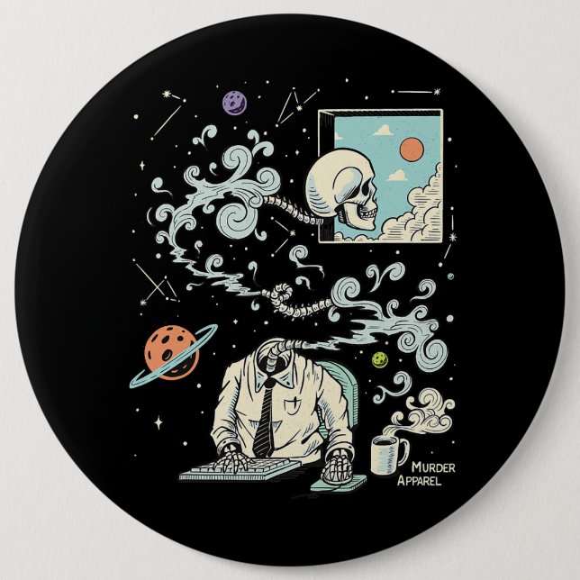 Badge Rond 15,2 Cm Esquisse de la squelette ADHD 61 (Devant)