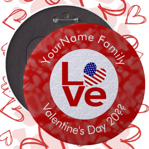 Badge Rond 15,2 Cm États-Unis Drapeau Rouge AMOUR Personnalisé