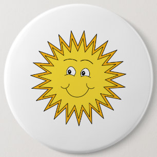 Badge Rond 15,2 Cm Été jaune Sun avec un visage heureux