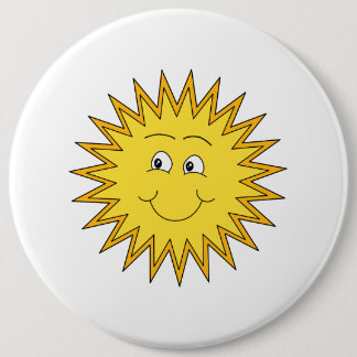 Badge Rond 15,2 Cm Été jaune Sun avec un visage heureux
