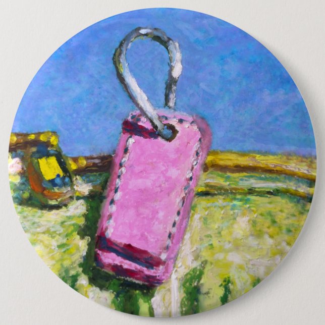 Badge Rond 15,2 Cm Étiquette Rose (Devant)