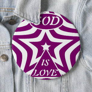 Badge Rond 15,2 Cm Étoile mystique violet foncé "Dieu est amour" - Bi