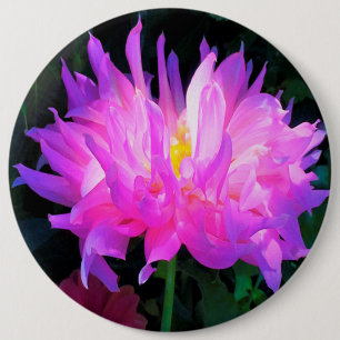 Badge Rond 15,2 Cm Étonnant Cactus rose et violet Dahlia