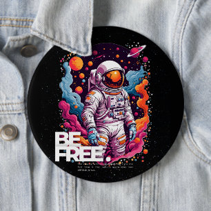 Badge Rond 15,2 Cm ÊTRE GRATUIT Conception des astronautes