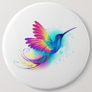 Badge Rond 15,2 Cm Exotic Rainbow Hummingbird