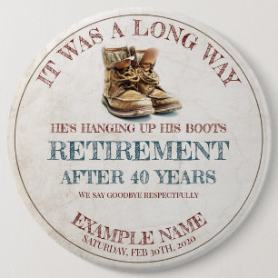 Badge Rond 15,2 Cm Faire-part de retraite avec vieilles éperons