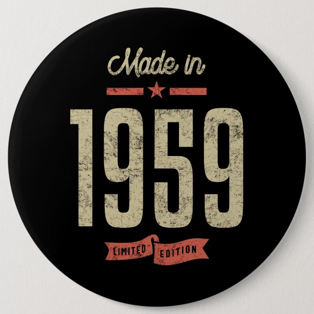 Badge Rond 15,2 Cm Fait En 1959 Cadeau Anniversaire (Devant)