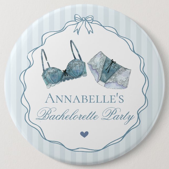 Badge Rond 15,2 Cm Favori de lingerie bleue de douche pour enterremen (Devant)