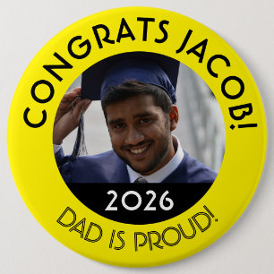 Badge Rond 15,2 Cm Félicitations personnalisées Grand Photo Papa Fier