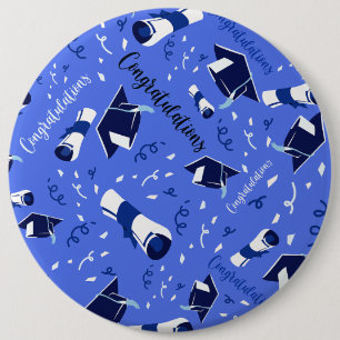 Badge Rond 15,2 Cm Félicitations pour la remise des diplômes bleue