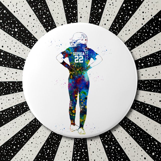 Badge Rond 15,2 Cm Female Softball Player (Créateur téléchargé)