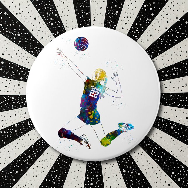 Badge Rond 15,2 Cm Female Volleyball Player (Créateur téléchargé)