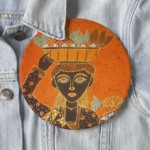 Badge Rond 15,2 Cm Femme africaine portant panier d'art