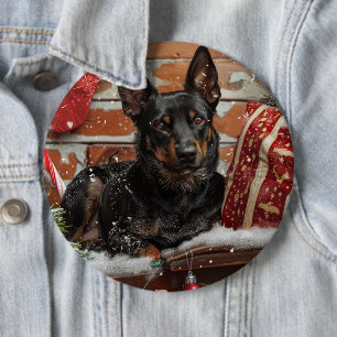 Badge Rond 15,2 Cm Festival de Noël des chiens Kelpie australiens