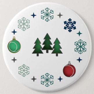 Badge Rond 15,2 Cm Festive Christmas Trees & Snowflakes