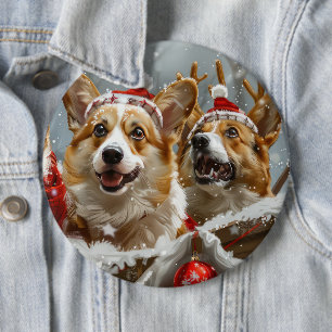 Badge Rond 15,2 Cm Festive de Noël de Chien de Corgi