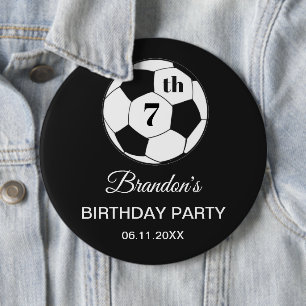 Badge Rond 15,2 Cm Fête d'anniversaire 7 ans Football Noir Garçons Sp