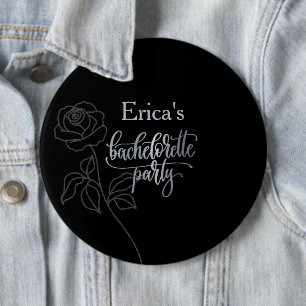 Badge Rond 15,2 Cm Fête de Bachelorette Florale Noire Gothique
