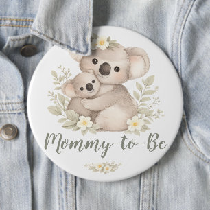 Badge Rond 15,2 Cm Fête de bébé koala Maman-à-venir Cottagecore