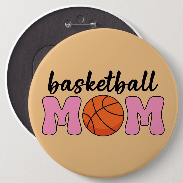 Badge Rond 15,2 Cm Fête de la mère mère du basket-ball (Devant & derrière)
