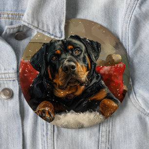 Badge Rond 15,2 Cm Fête de Noël de chien Rottweiler