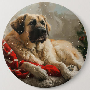 Badge Rond 15,2 Cm Fête de Noël des Chiens de Berger Anatoliens