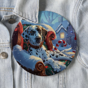 Badge Rond 15,2 Cm Fête de Noël des Chiens de Dalmatie