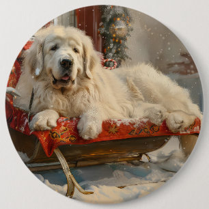 Badge Rond 15,2 Cm Fête de Noël des Chiens des Pyrénées