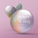 Badge Rond 15,2 Cm Fête moderne pastel arc-en-ciel rose photo graduat<br><div class="desc">Décor moderne contemporain grungy photo graduation de la fête de remise des diplômes en faveur porte - clé. Avec espace pour la photo et l'information sur le dos de la carte. Moderne rose girly,  pur[ple,  turquoise,  bleu,  vert,  orange,  jaune pastel arc-en-ciel et blanc peuvent être customisés selon votre style.</div>