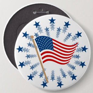 Badge Rond 15,2 Cm Feu d'artifice Drapeau Américain 4 juillet