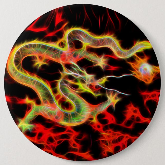 Badge Rond 15,2 Cm Feu de dragon sur Lucky Energy (Devant)
