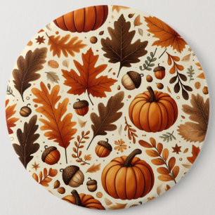 Badge Rond 15,2 Cm feuille/citrouille/cavernes Automne