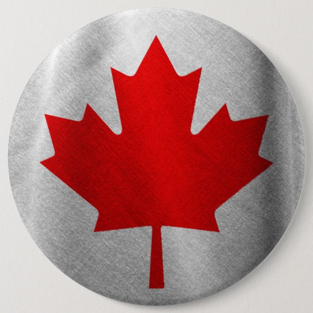 Badge Rond 15,2 Cm Feuille de Érable Rouge (Devant)