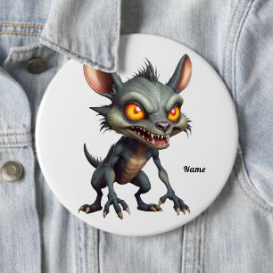 Badge Rond 15,2 Cm Fierce Chupacabra Art Spiky Fourrure Imaginaire Cr