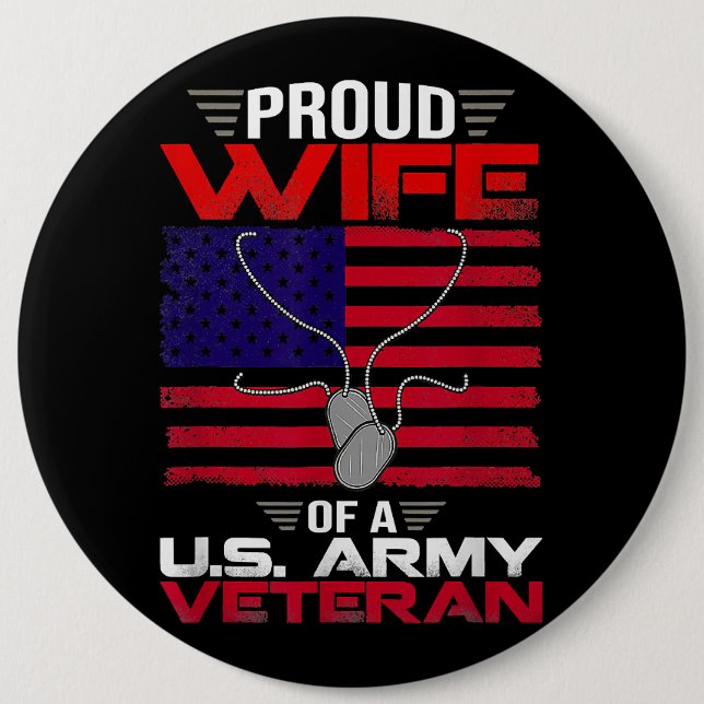 Badge Rond 15,2 Cm Fière Épouse D'Un Vétéran De L'Armée Américaine Vé (Devant)