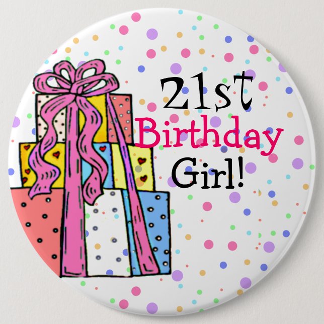 Badge Rond 15,2 Cm Fille d'anniversaire (Devant)