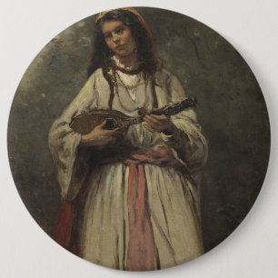 Badge Rond 15,2 Cm Fille gitane avec la mandoline