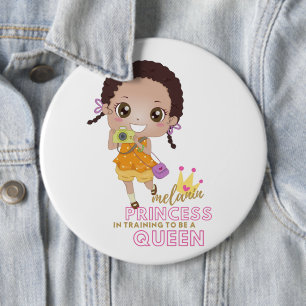 Badge Rond 15,2 Cm Filles MELANIN Princesse En Formation Pour Être Re