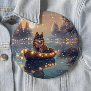 Badge Rond 15,2 Cm Finlandais Lapphund Noël Festive Voyage