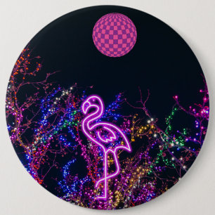 Badge Rond 15,2 Cm Flamant rose à la soirée dansante.
