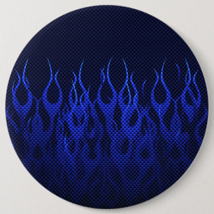 Badge Rond 15,2 Cm Flammes Blue Racing sur impression de fibre de car